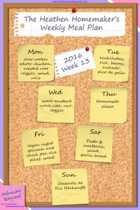 The Heathen Homemaker’s Weekly Meal Plan 2016 – Week 13